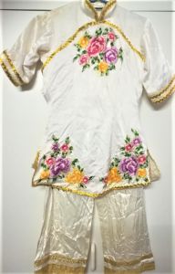Kids Costumes to Hire - Chinese White top with flowers & Pants - GIRL